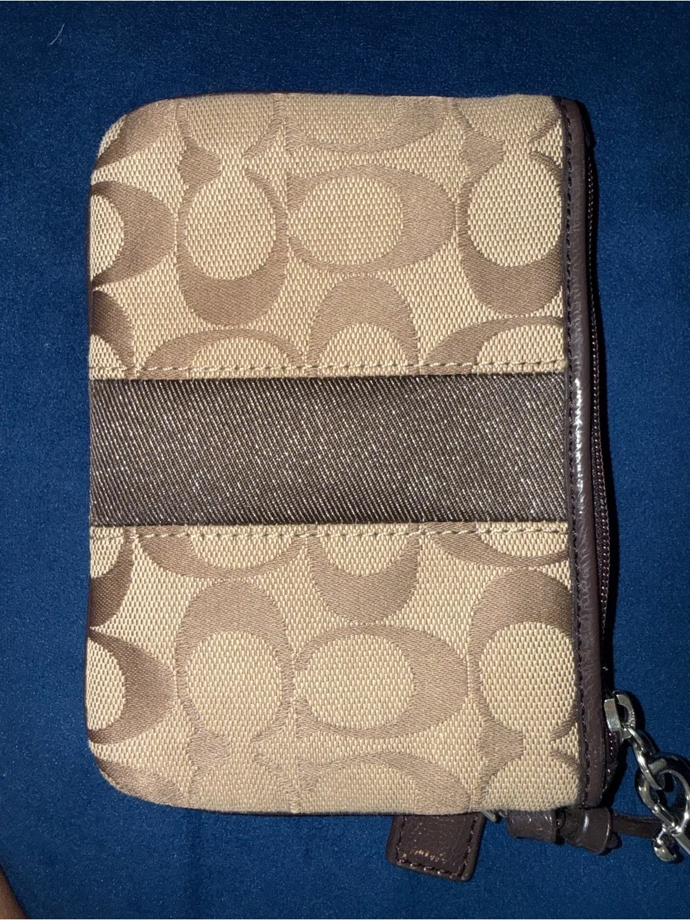Coach Brown Signature Monogram Wristlet Phone Case